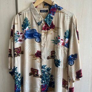 Puritan‎ Hawaiian Shirt 3XL Short Sleeve Button Up Tropical Roadster 100% Rayon